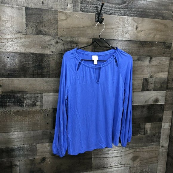 Chico's Long Sleeve Keyhole Cutout Neck Top Size 4 - Picture 3 of 7